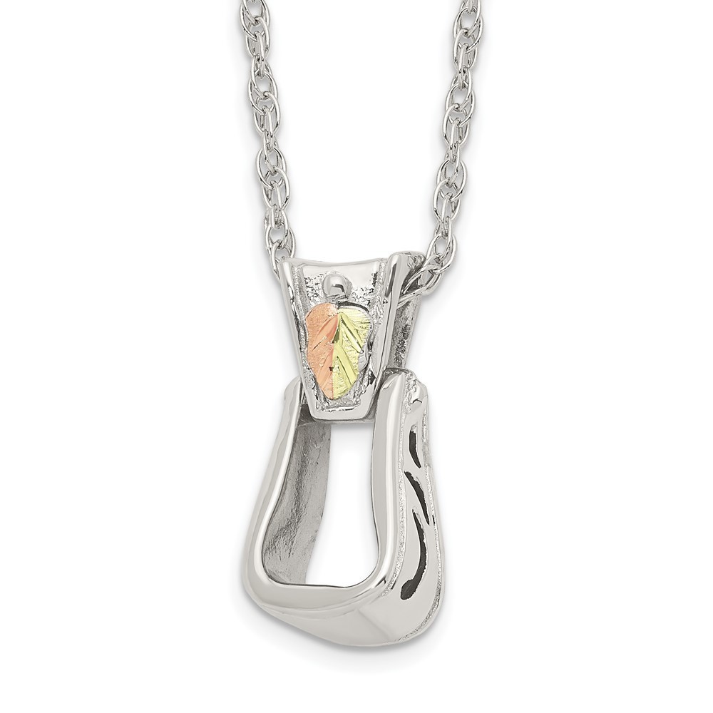 Black Hills Sterling Silver 12K Gold Accents Stirrup 18"  Necklace
